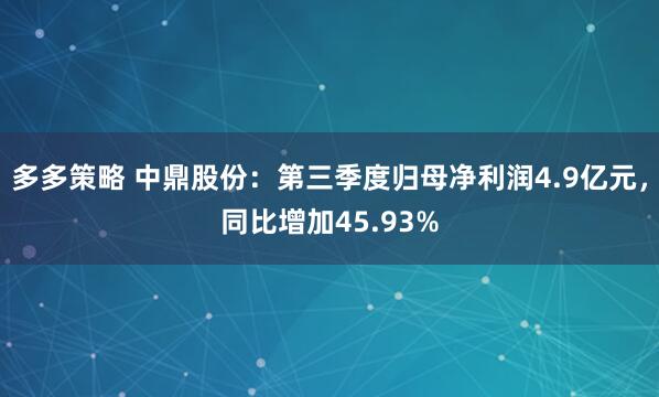 多多策略 中鼎股份：第三季度归母净利润4.9亿元，同比增加45.93%